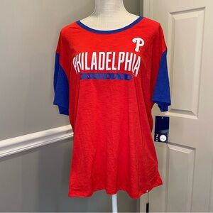 Fanatics Philadelphia Phillies Women’s T-Shirt 2X New with Tags Red Blue